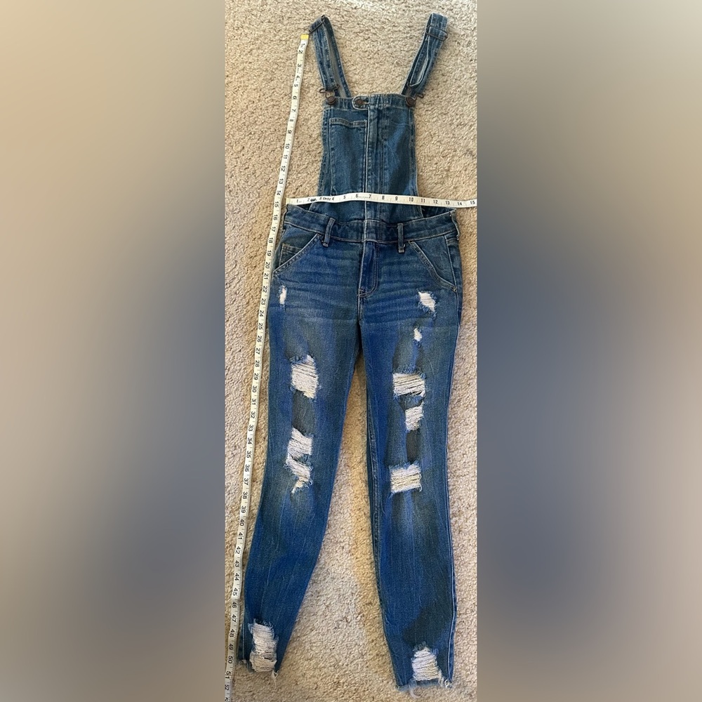 👖✨ Hollister Super Skinny Crop Denim Overalls | Distressed Vintage Stretch